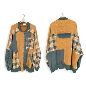 Oli & Hali XL Grunge Streetwear Colorblock Oversized Patchwork Zip Up Jacket